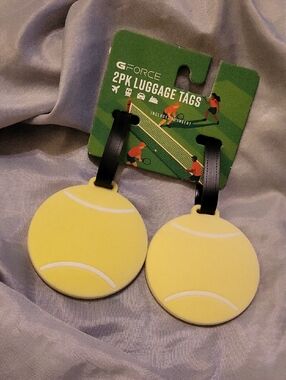 G-Force 2PK Tennis Ball Luggage Tags - Bright Yellow Bnwt LA